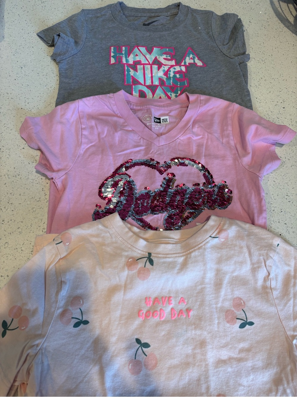 H&M Gray, Pink & Light Pink Girls' Short Sleeve Tee Trio
